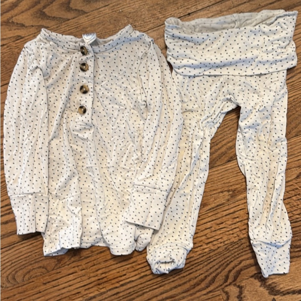 Lou Lou and Company White Polka Dot Button-Up Top and Leggings Set